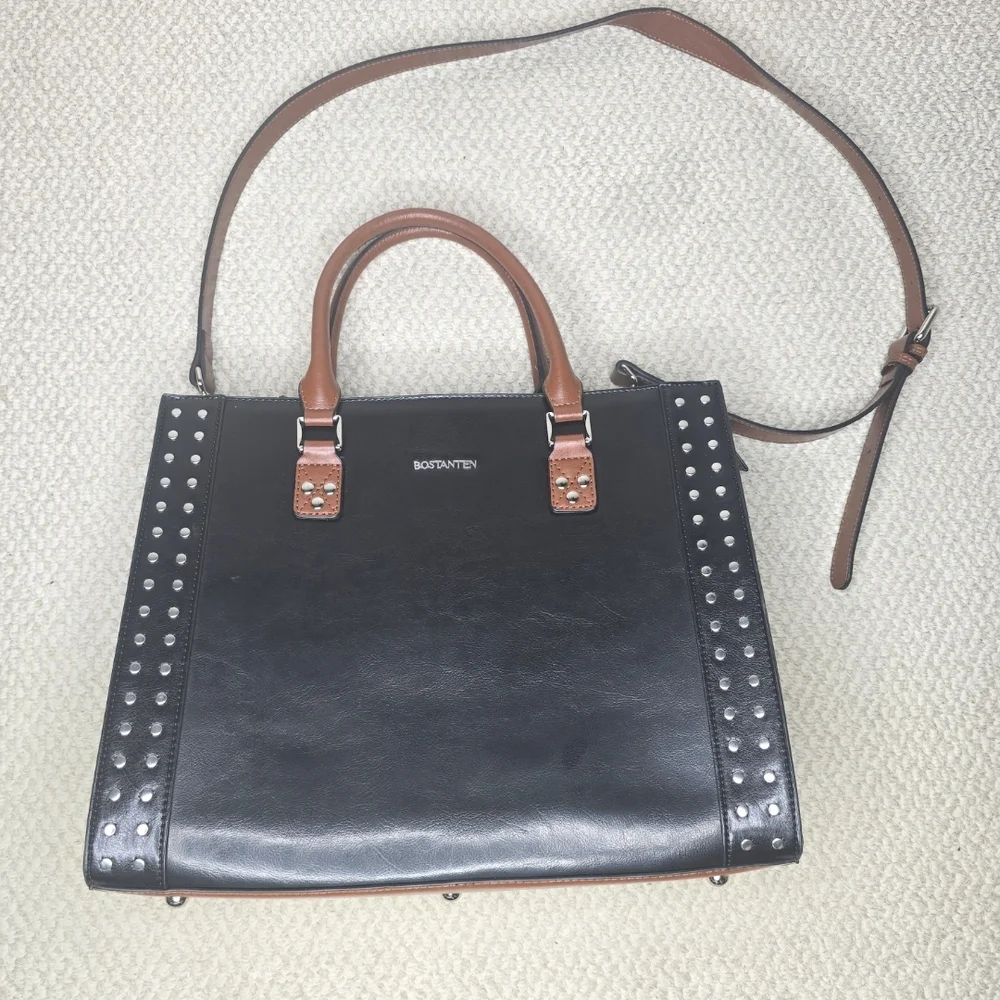 Bostanten Cruze Timeless Leather Designer Handbag Black & Brown
